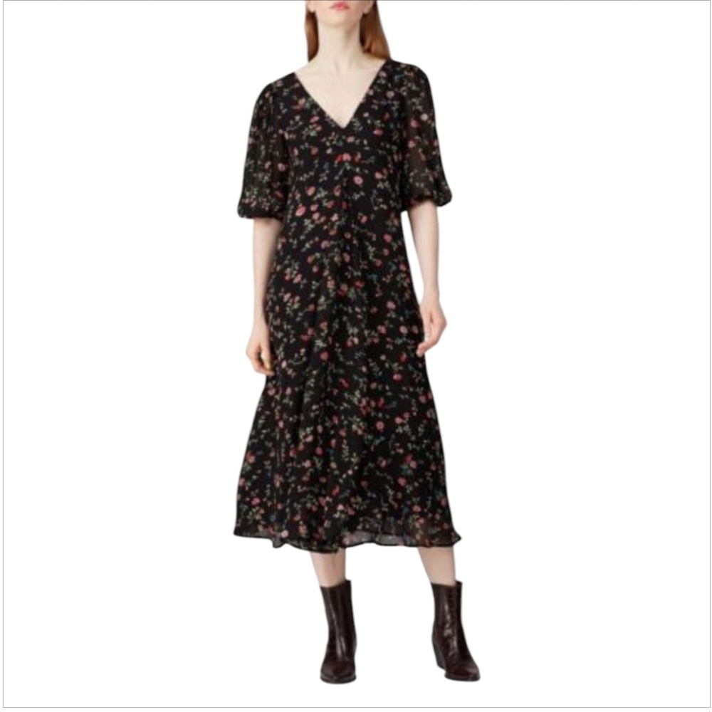 GANNI | Georgette Floral Midi A Line Dress In Size EU 36 / US 4